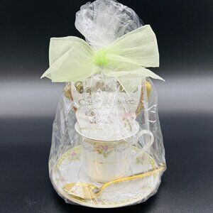 Elegant Espresso Cup & Saucer Gift Set With Gold Spoon Gift Set